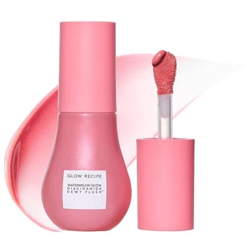 Image of Glow Recipe Niacinamide Dewy Flush Tinted Liquid Blush Serum - Glowy Blush for Cheeks to Smooth, Hydrate & Brighten - Liquid Korean Makeup with Buildable Soft Pink Tint - Watermelon Flush (0.4 oz)