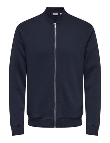 Image of ONLY & SONS Men's Onsceres Reg Zip Bomber Jacket, blue nights, XL