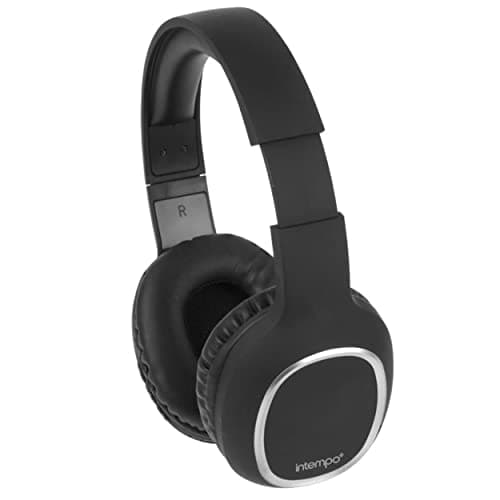 Image of Intempo EE5095BLKSTKEU Bluetooth Headphones - Wireless Over Ear Headset, Rechargeable, Up To 3 Hours Playback, 10m Bluetooth Range, Superior Sound, Cushioned Ear Cups for Travel, Gym, Home & Office