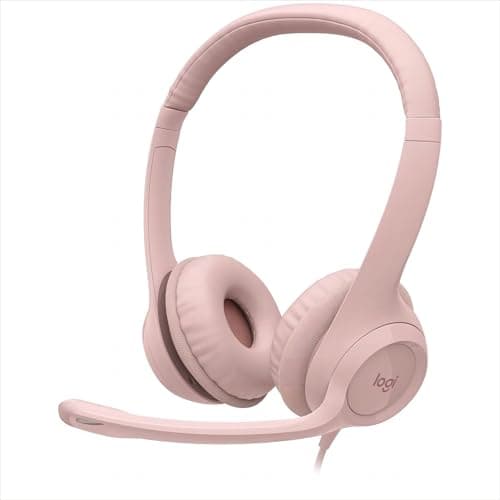 Image of Logitech H390 Wired Headset Noise Cancelling Microphone - Rose (Renewed)