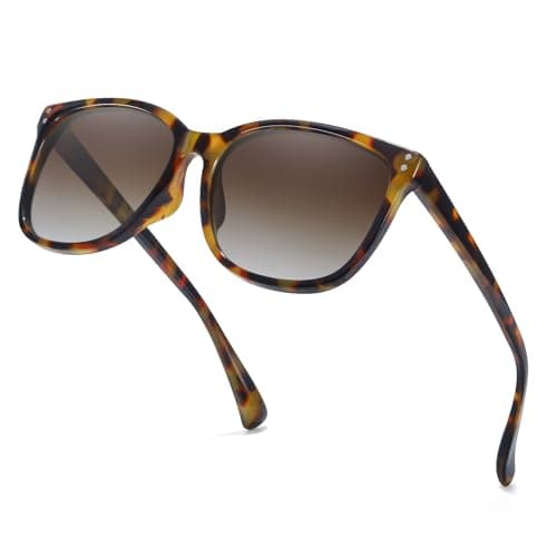 Image of TJUTR Polarised Sunglasses for Women, Retro Oversized Square Sun Glasses, Ladies Sunglasses with UV Protection for Driving Travel