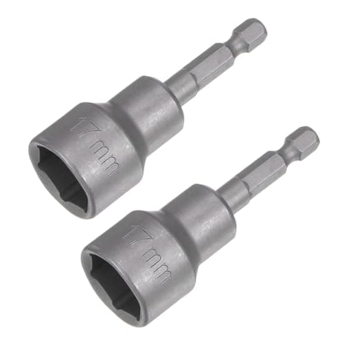 Image of sourcing map 17mm Magnetic Hex Socket 65mm/2.56", 1/4" Hex Shank Magnetic Power Nut Driver Set CR-V Quick-Release Extensions for Impact Drill Nut Setters Socket Wrench Screw, 2 Pcs