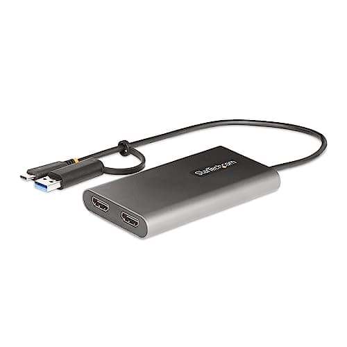 Image of StarTech.com USB-C to Dual-HDMI Adapter, USB-C/A to 2x HDMI Converter, 4K 60Hz, 100W PD Pass-Through, Win/Mac, TAA
