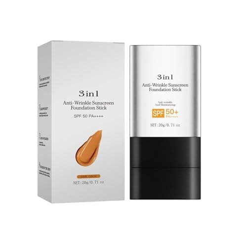 Image of 3-in-1 Foundation Stick With SPF 50+, Portable Foundation, Hydrating Anti Wrinkle Non-Sticky Matte Finish Sun Protection for Face, Full Coverage Makeup Concealer For All Skin Types (Dark brown)