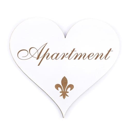 Image of Dekolando Decorative Door Sign Heart - Apartment - Sign 13 x 12 cm - Signs Door Signs Name Plates Home Self-Adhesive Wooden Sign Door Wooden Signs