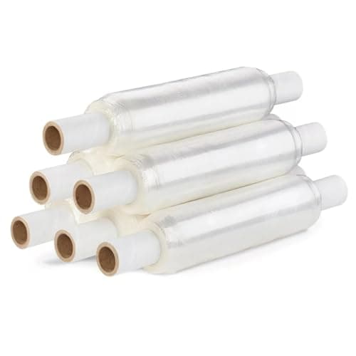 Image of G4GADGET 6 x Pre Stretched Pallet Wrap Roll Extended Core 400mm x 600m Clear Stretch Shrink Cling Film for House Moving, Furniture Protection & Industrial Use