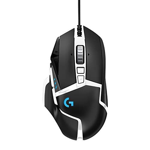 Image of Logitech G502 HERO High Performance Gaming Mouse Special Edition, HERO 16K Sensor, 16 000 DPI, RGB, Adjustable Weights, 11 Programmable Buttons, On-Board Memory, PC/Mac – German Pack – Black/White