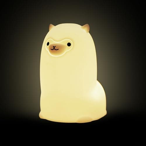 Image of Animal Night Light - Cute Pet Lamp, Battery Powered Nightlight | Soft Glow Aura Toy, Silicone Llama Shape, Child Sleep Light, Adjustable Bedside Bulb, Nursery Mood Fixture for Cozy Room Lighting