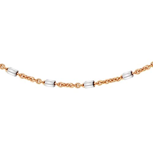 Image of Tuscany Silver Women's Sterling Silver 1.2 mm Two-Tone Bugle Trace Chain Necklace of Length 46 cm/18 Inch