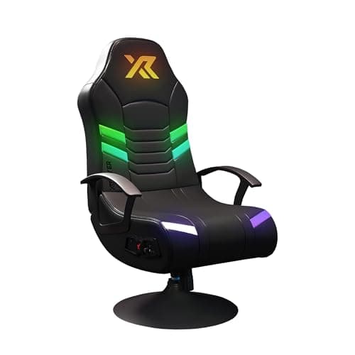 Image of X-Rocker Aries RGB 2.1 Pedestal, Stereo Audio Gaming Chair - Neo Motion™ Sync App Controlled LED Lights, Immersive Sound, Folding, Wipe-Clean Faux Leather for Kids & Teens - Black - Exclusive