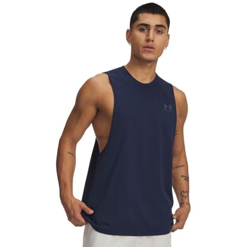 Image of Under Armour UA Left Chest Cut Off Tank - Academy / / Downpour Gray - LG