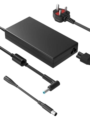 Image of HSXIRQA 120W AC Adapter Compatible with HP ENVY TouchSmart 14 15 17 Pavilion 15 16 17 Omen 15-5000 Laptop, for Hp USB-C Dock G5 Docking station Power Cable with 4.5mm x 3.0mm Smart Blue Tip Charger