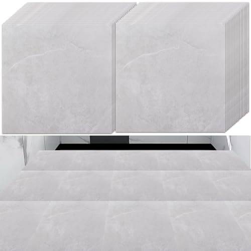 Image of YAYODS 40 Pack Self Adhesive Floor Tile Vinyl Flooring, 30x30cm Light Grey Marble Texture Effect Flooring Tiles, Waterproof Peel and Stick Floor Tile for Kitchen Bathroom Living Room, Floor Planks