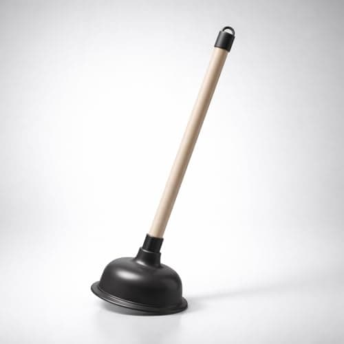 Image of Large Plunger Toilet Sink Drain Bath Unblocker Cleaner Pump Rubber Suction Cup Plastic Handle Plunger IdealFor Kitchens Bathrooms Sinks Bowls Baths Waste Pipes Showers 48cm Plunger 15cm Rubber Cup
