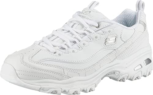 Image of Skechers Women's D'Lites Fresh Start Trainers, White Leather/Mesh/Silver Trim _l, 3 UK