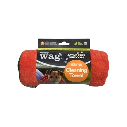 Image of Henry Wag Red Pet Cleaning Towel - Soft & Highly Absorbent Microfibre, Muddy Pet Accessories, Quick Drying - Designed for Dogs - Small (100 x 70cm)