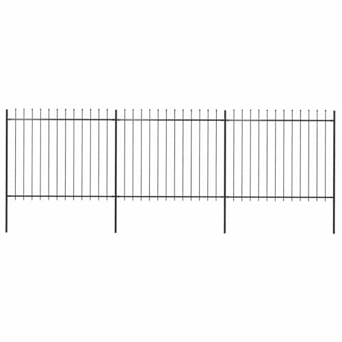 Image of Tidyard Elegant Black Powder-Coated Steel Garden Fence with Spear Top - 510 x 200 cm, Perfect for Home and Business Security Model277631