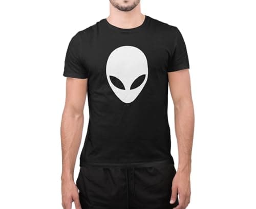 Image of Alien Mask Outer Life Earth Mars Novelty Tumblr Style Cute Unisex T-Shirt (Black, Medium)