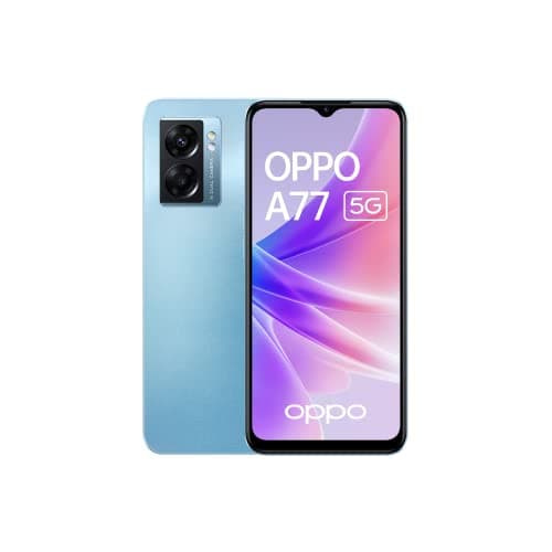 Image of OPPO A77 Unlocked 5G Smartphone, 4GB RAM + 64GB Expandable Storage, AMOLED 90Hz 6.43" Screen, 48MP Camera, 5000mAh Battery + 33W Fast Charging, Stereo Speakers, Blue [FR Version]