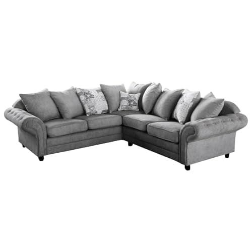 Image of RestNest Olivia Corner Sofa | Large 5 Seater | Grey Upholstered Fabric Settee | Universal Reversible Left or Right Hand Layout