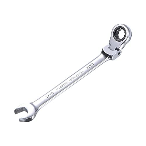 Image of sourcing map 7/16 Inch Flex-Head Ratcheting Combination Wrench SAE 72 Teeth 12 Point Ratchet Box Ended Spanner Tools, Cr-V