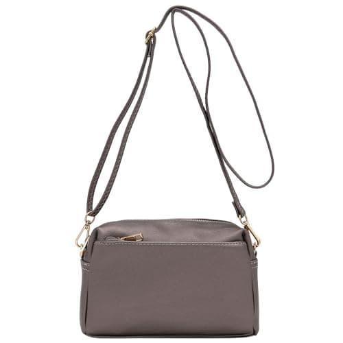Image of FashionPuzzle Triple Zip Small Crossbody Bag, Pewter (Metallic), One Size