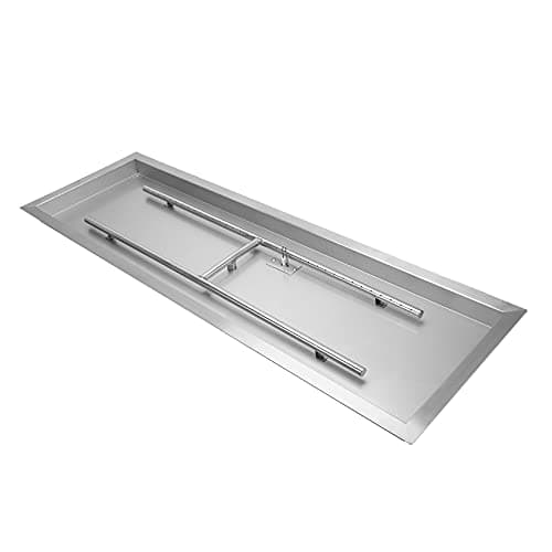 Image of Stanbroil 30 x 10 Inch Rectangular Drop-in Fire Pit Pan with H-Burner, Gas Firepit for Outside, 304 Stainless Steel, 125,000 BTU Max