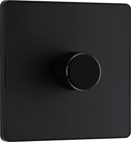 Image of BG Electrical Intelligent Single Wall Dimmer Switch, 2 Way, Screwless Front Plate, Evolve, Matt Black, 200W, PCDMB81B