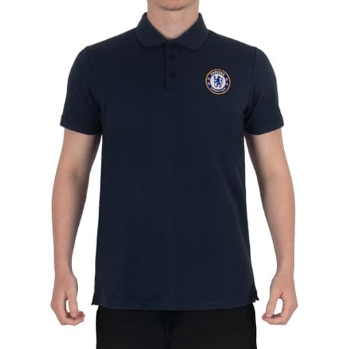 Image of Chelsea Official Football Gift Mens Crest Polo Shirt Navy Blue 3XL