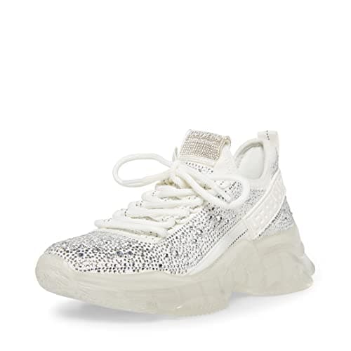 Image of Steve Madden Women's Maxima Sneaker, White Multi Rhinestone, 5 UK