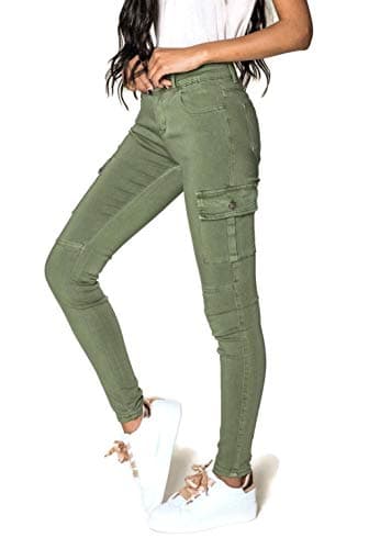Image of Noir Triple XXX Women's Cargo Pants Skinny Trousers Stretch Joggings Skinny Jeans UK 6-14 (as8, Numeric, Numeric_10, Regular, Regular, Green)