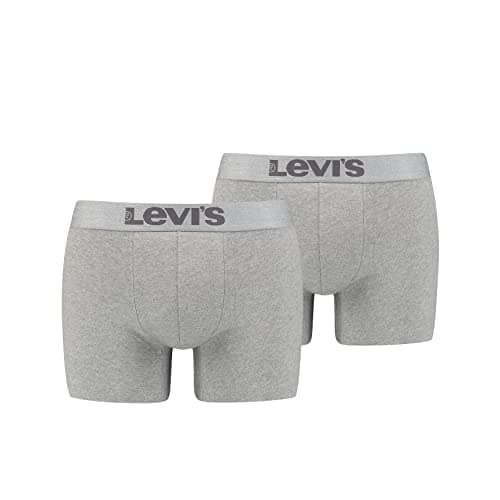 Image of Levi's Men's Melange Wasitband Organic Cotton Boxer Brief (Pack of 2), Mid Grey Melange, M