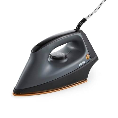 Image of Geepas Dry Iron | Clothes Heavyweight Electric Press | 2m Initial Heat up Non-Stick Soleplate Adjustable Temperature | Overheat Protection Professional Industry Home Use | 2 Year Warranty 1200W Grey