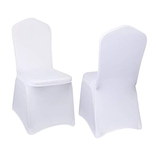 Image of Kapwall 12 PCS White Chair Covers, Spandex Stretch Washable Chair Covers for Wedding,Party and Banquet