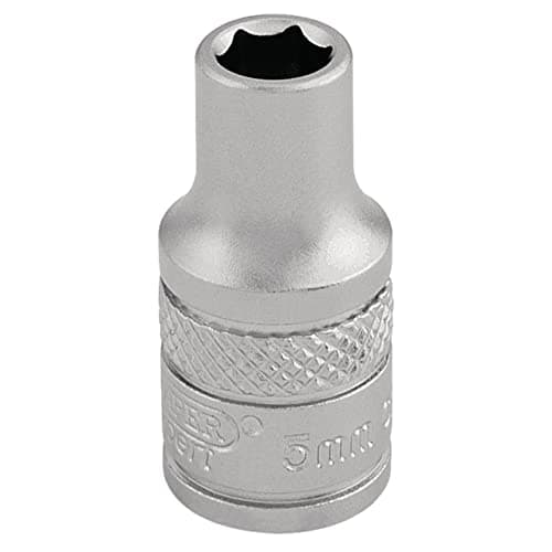 Image of Draper 16508 1/4" Square Drive Micro Satin Chrome Metric Socket, 5 mm Size, Blue