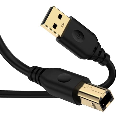 Image of USB Printer Cable, 6FT/1.8M USB2.0 A Male to B Male Scanner Cord, USB to Printer Cable Lead for HP, Canon, Epson, Dell, Samsung, Pixma, Lexmark, Xerox, Brother