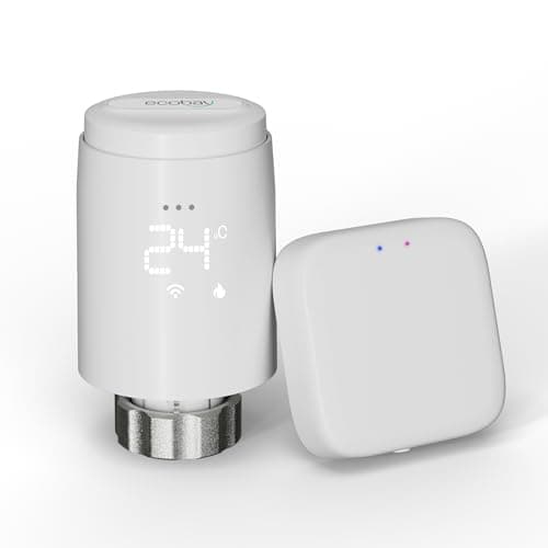 Image of ECOBAY Smart Radiator Thermostat with Gateway, Zigbee TRV Starter Kit, Wireless Thermostatic Radiator Valve, Tuya APP & Voice Control (Alexa, Google Assistant), Energy Saving