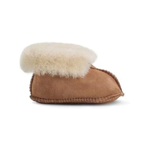 Image of Jacobs & Dalton Baby Turn Down Sheepskin Boots – Genuine British Wool Lined Slip On Booties for Newborn Infants – (Chestnut, 3-6 months, UK Footwear Size System, Infant, Age, Medium, 6 Months)