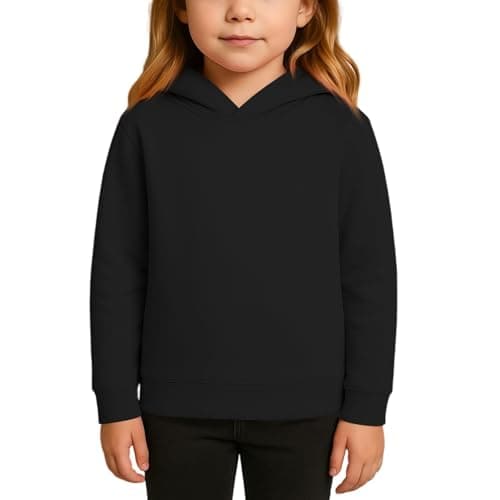Image of Boys Girls Basic Hoodies Trendy Fashion Soft Long Sleeves Crew Neck Sweatshirts Teens Pullover Tops Stylish Casual Hoodie (Black, 13-14 Years)