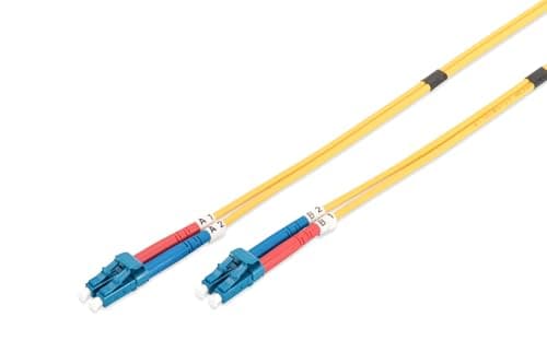 Image of DIGITUS DK-2933-10 – Fibre Optic Cable OS2 – 10 m – LC to LC – Duplex Fibre Optic Cable – 1/10 Gbit/s – SM Singlemode Fibre Optic LAN Cable – Fibre Type: 9/125 µ – Yellow