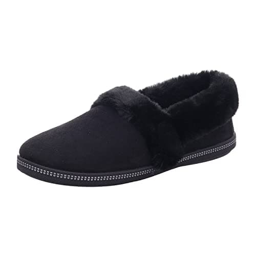 Image of Skechers Women's Cozy Campfire Team Toasty Slippers, Black Microfiber/Faux Fur Line, 5 UK
