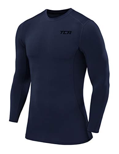 Image of TCA Men Long Sleeve Compression Shirt, Athletic Workout Sports Undershirt Base Layer Top - Navy Eclipse, XL