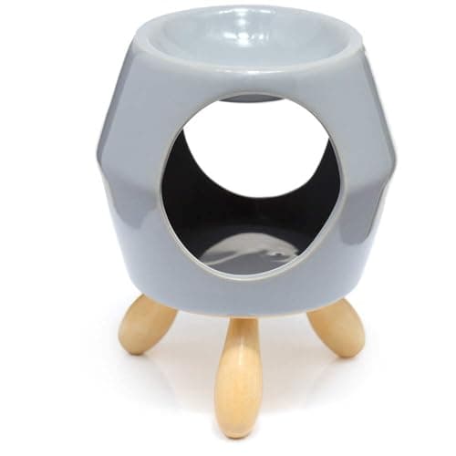 Image of Puckator Eden Grey Abstract Ceramic Oil Burner with Feet - Wax Melt Burners Warmer - Boho Bedroom Decor Diffuser Scent Tea Light Burner Holder - House Warming Gift - Aromatherapy Set