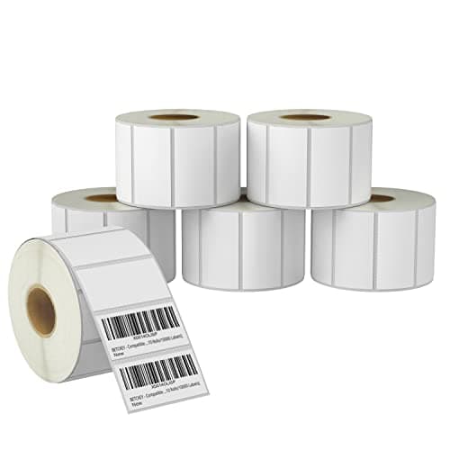 Image of BETCKEY - 51mm x 25mm (2 in x 1 in) Thermal Labels for Barcode & Address, 1300 per Roll Compatible with Zebra & More Printers [6 Roll/7800 Labels]