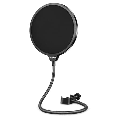 Image of Aokeo Professional Microphone Pop Filter Mask Shield For Blue Yeti and Any Other Microphone, Mic Dual Layered Wind Pop Screen With A Flexible 360° Gooseneck Clip Stabilizing Arm