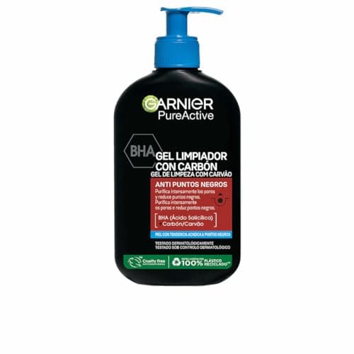 Image of Garnier Skin Active, Pure Active Anti-Blackhead Cleansing Gel with Charcoal and Salicylic Acid Intensively Cleans Pores and Reduces Blackheads