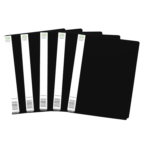 Image of 10 Folders X Black Display File A4 Flexi Display Portfolio Book Folder with 20 Pockets Copy Safe Pockets for School, Presentations, Filing, Insurance Financial Document, Interviews
