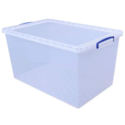 Image of 3 x 18-Inch 83 Litre Really Useful Box Nest Box with Lid 440 x 700 x 370 mm – Transparent