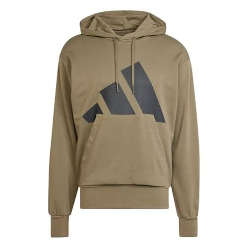 Image of adidas Men's ESSENTIALS BIG LOGO FRENCH TERRY HOODIE, Olive Strata/Black, M