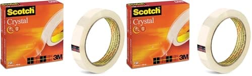 Image of Scotch Crystal Clear Tape - 1 Roll, 19 mm x 33 m - Provides a Strong and Permanent Bond (Pack of 2)